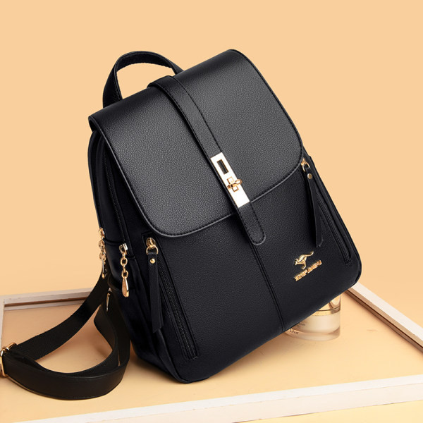 Laisvalaikiška moteriška kuprinė iš eko odos su metalo apdaila