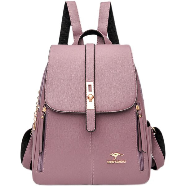 Laisvalaikiška moteriška kuprinė iš eko odos su metalo apdaila