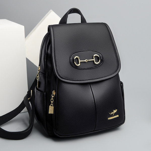 Šiuolaikinė moteriška kuprinė iš dirbtinės odos – metalinis užsegimas