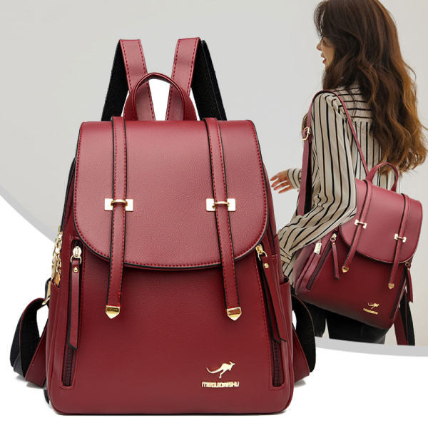 Μοντέρνο σακίδιο πλάτης από οικολογικό δέρμα με μεταλλικό κούμπωμα