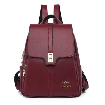 Γυναικείο σακίδιο πλάτης casual από οικολογικό δέρμα με μεταλλικό κούμπωμα