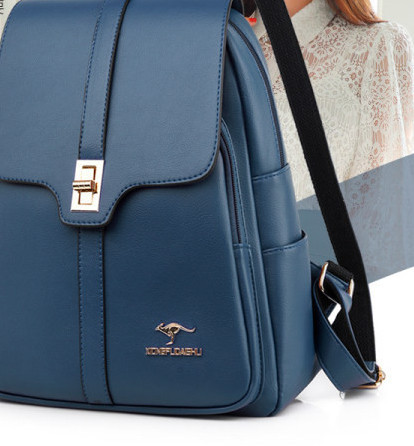 Γυναικείο σακίδιο πλάτης casual από οικολογικό δέρμα με μεταλλικό κούμπωμα