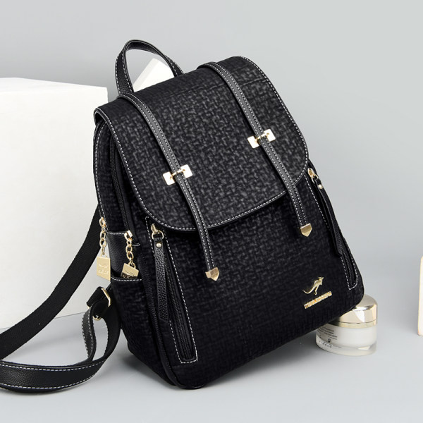 Γυναικείο σακίδιο πλάτης casual από οικολογικό δέρμα με μεταλλικό κούμπωμα