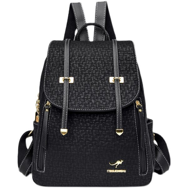 Γυναικείο σακίδιο πλάτης casual από οικολογικό δέρμα με μεταλλικό κούμπωμα