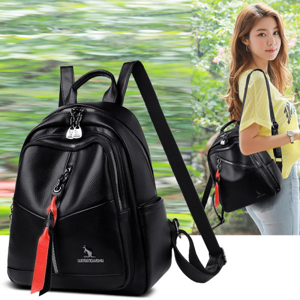 Νέο μοντέλο γυναικείο δερμάτινο σακίδιο πλάτης με πολλές θήκες