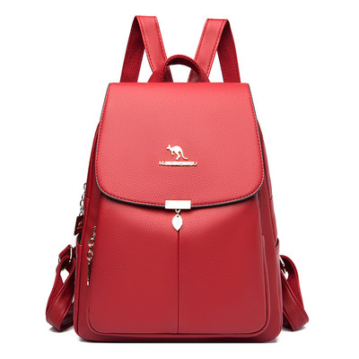 Moodne naiste nahast seljakott mitme lahtri ja taskuga