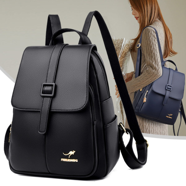 Laisva moteriška odinė trijų spalvų kuprinė