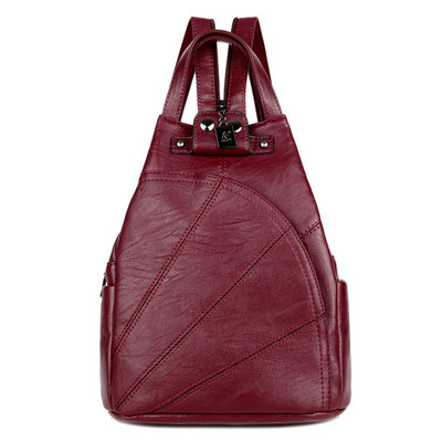 Νέο δερμάτινο γυναικείο σακίδιο πλάτης με διακοσμητικό φερμουάρ