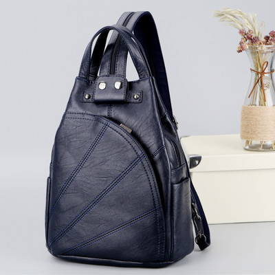 Νέο δερμάτινο γυναικείο σακίδιο πλάτης με διακοσμητικό φερμουάρ