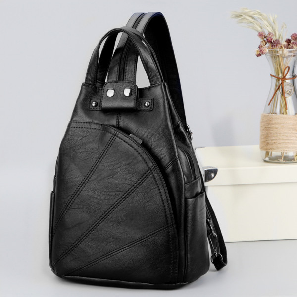 Νέο δερμάτινο γυναικείο σακίδιο πλάτης με διακοσμητικό φερμουάρ