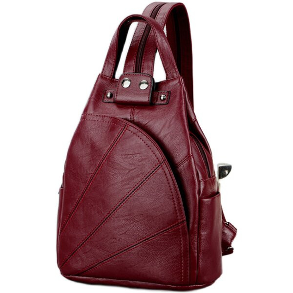 Νέο δερμάτινο γυναικείο σακίδιο πλάτης με διακοσμητικό φερμουάρ