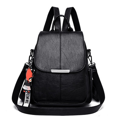 Moteriška kuprinė su raktų pakabuku ir metaliniu užsegimu