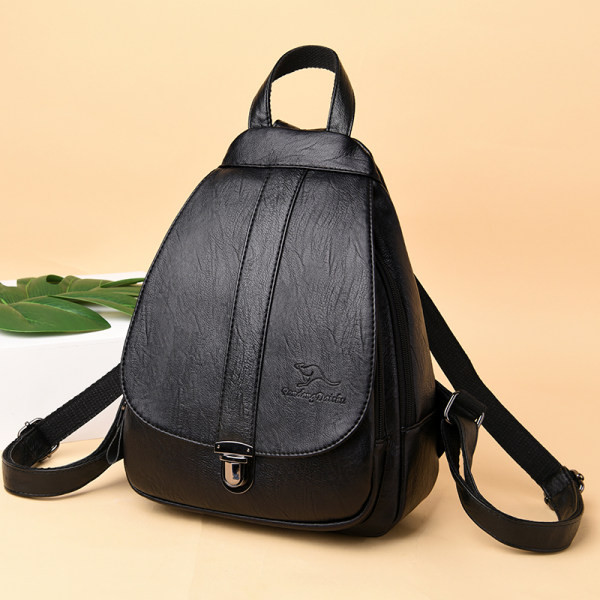 Γυναικείο σακίδιο πλάτης από τεχνητό δέρμα με μεταλλικό κούμπωμα