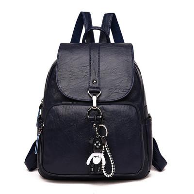 Νέο μοντέλο γυναικείο δερμάτινο σακίδιο πλάτης με μπρελόκ