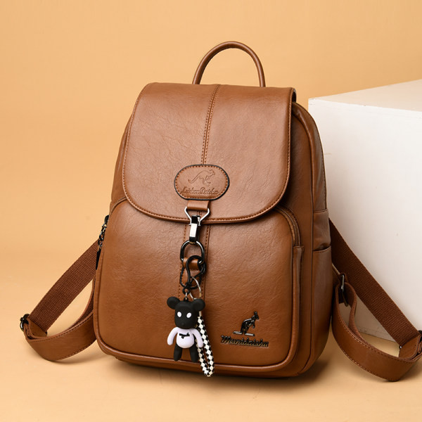 Νέο μοντέλο γυναικείο δερμάτινο σακίδιο πλάτης με μπρελόκ