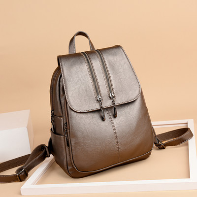 Női eko bőr hátizsák fém cipzárral