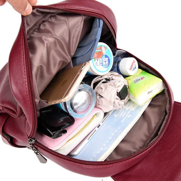 Női eko bőr hátizsák fém cipzárral