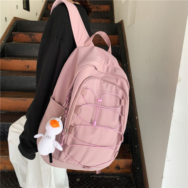 Moteriška mokyklinė kuprinė kasdieniniam naudojimui su raktų pakabuku