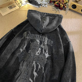 Ανδρικά φούτερ - ρετρό μοντέλο με κουκούλα και στάμπα