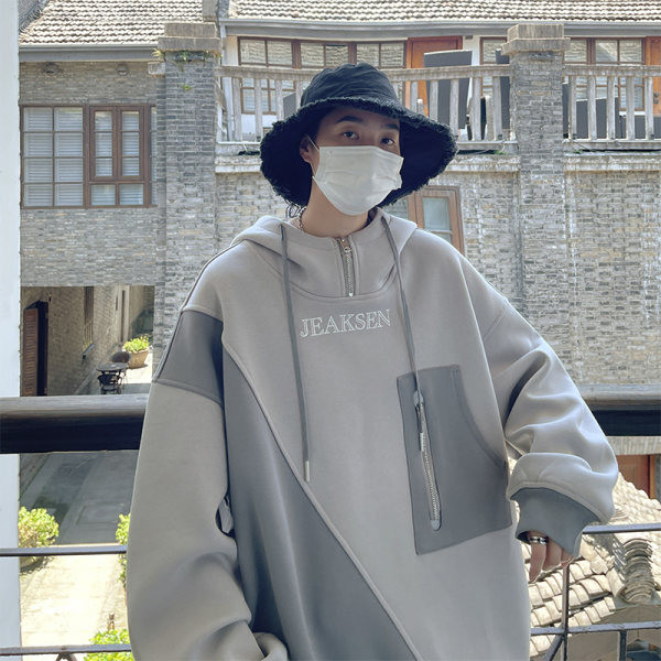 Νέο ανδρικό φούτερ με κέντημα και φερμουάρ σε δύο χρώματα