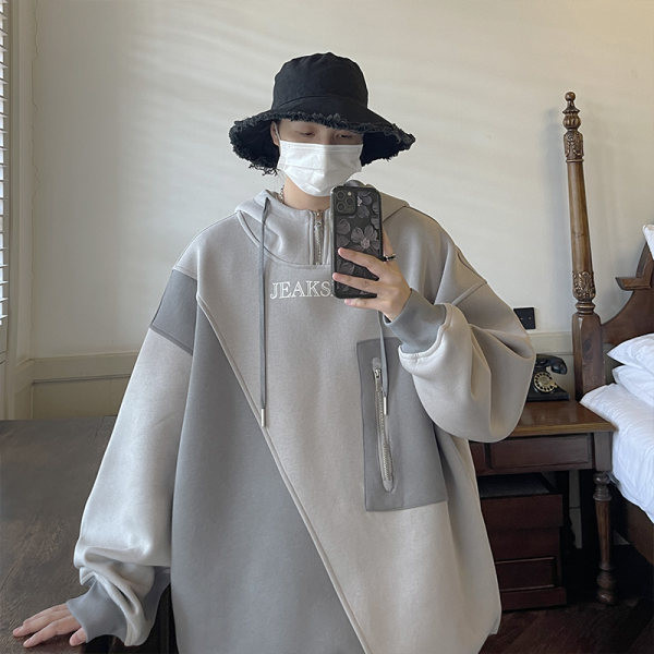 Νέο ανδρικό φούτερ με κέντημα και φερμουάρ σε δύο χρώματα