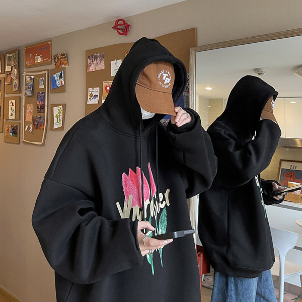 Ανδρικό αθλητικό φούτερ με κουκούλα και πολύχρωμη στάμπα