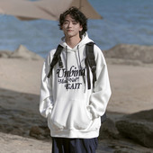 Sportiški vyriški megztiniai su užrašu ir gobtuvu