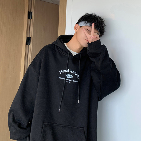 Laia mudeliga meeste dressipluus kapuutsiga ja paeltega