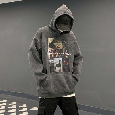 Sportiškas vyriškas megztinis su raštu ir kišene