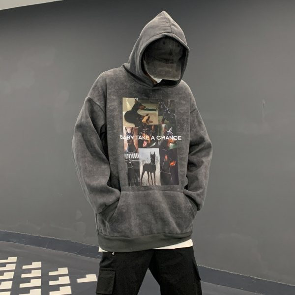 Sportiškas vyriškas megztinis su raštu ir kišene