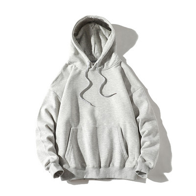 Μονόχρωμο ανδρικό φούτερ με κουκούλα και κορδόνια νέο μοντέλο