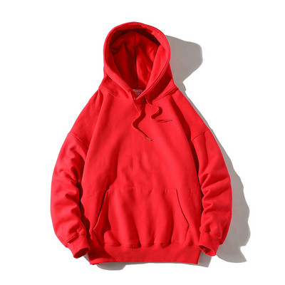 Μονόχρωμο ανδρικό φούτερ με κουκούλα και κορδόνια νέο μοντέλο