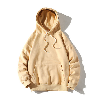 Μονόχρωμο ανδρικό φούτερ με κουκούλα και κορδόνια νέο μοντέλο
