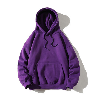 Μονόχρωμο ανδρικό φούτερ με κουκούλα και κορδόνια νέο μοντέλο