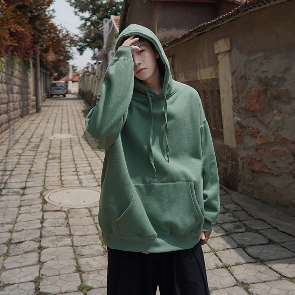 Μονόχρωμο ανδρικό φούτερ με κουκούλα και κορδόνια νέο μοντέλο