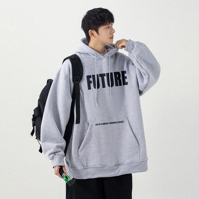 Ανδρικό φούτερ ανοιξιάτικο-φθινοπωρινό με στάμπα και κουκούλα