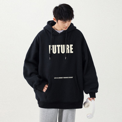 Ανδρικό φούτερ ανοιξιάτικο-φθινοπωρινό με στάμπα και κουκούλα