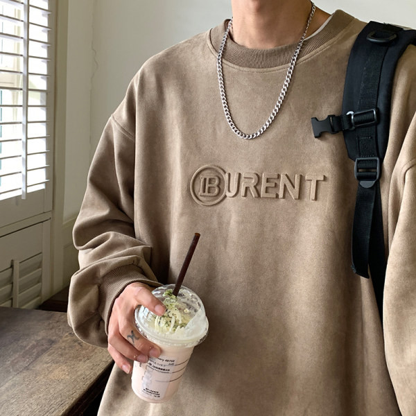 Bő, feliratos férfi pulóver