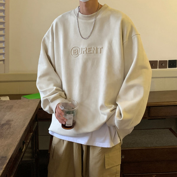 Bő, feliratos férfi pulóver