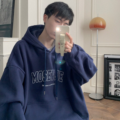 Φαρδύ μοντέλο ανδρικό φούτερ με στάμπα και κουκούλα