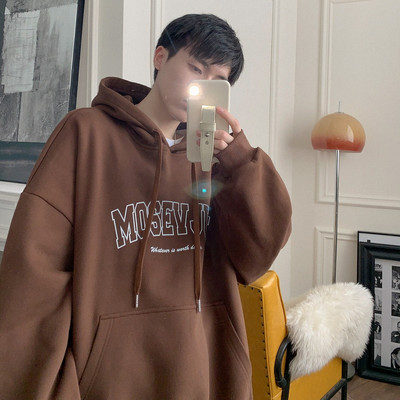 Φαρδύ μοντέλο ανδρικό φούτερ με στάμπα και κουκούλα