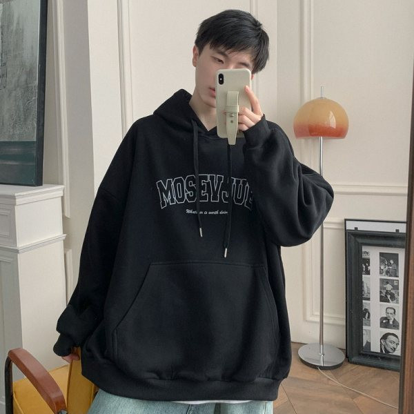 Φαρδύ μοντέλο ανδρικό φούτερ με στάμπα και κουκούλα