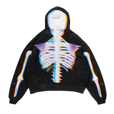 Meeste moodne Skeleton Printiga kapuutsiga kampsun