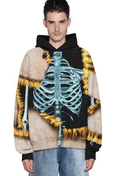 Meeste moodne Skeleton Printiga kapuutsiga kampsun