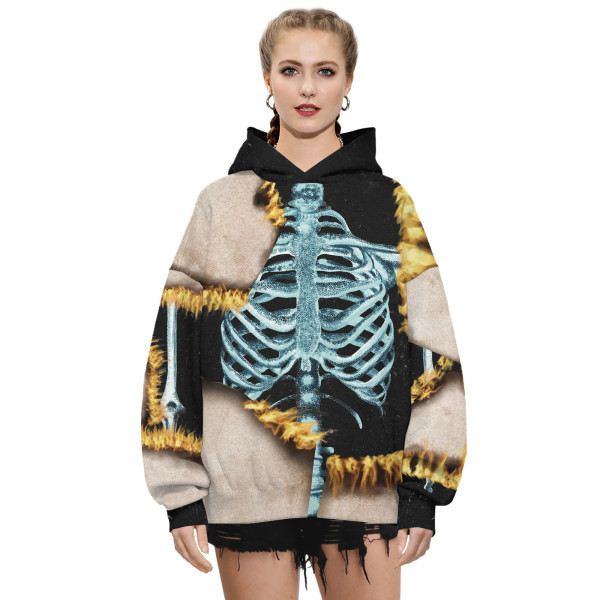 Meeste moodne Skeleton Printiga kapuutsiga kampsun