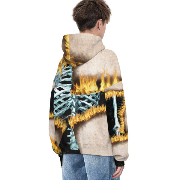 Meeste moodne Skeleton Printiga kapuutsiga kampsun