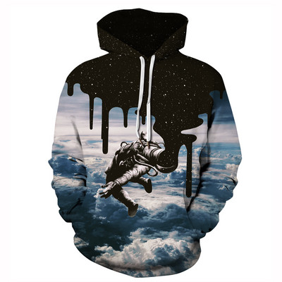 Uus mudel must-valge kapuutsiga dressipluus meestele