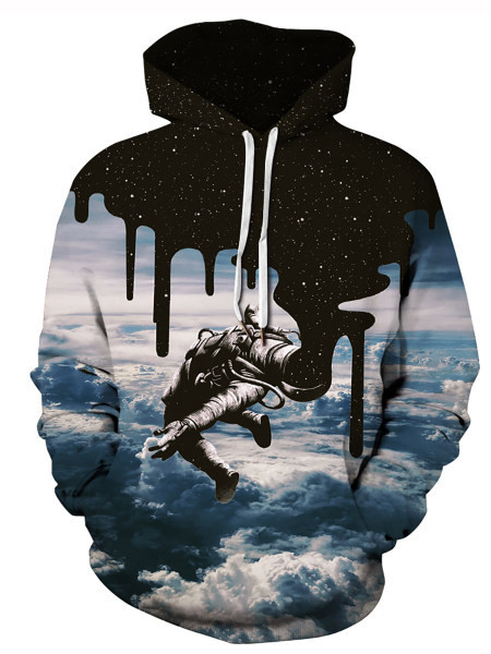 Uus mudel must-valge kapuutsiga dressipluus meestele