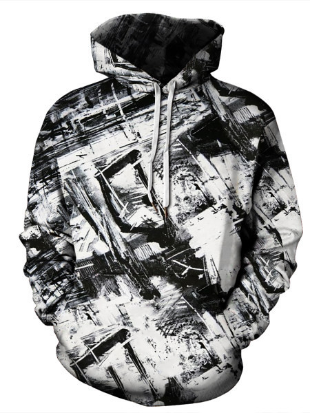 Uus mudel must-valge kapuutsiga dressipluus meestele