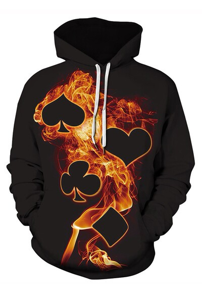 Ανδρικό φούτερ casual με κουκούλα με στάμπα